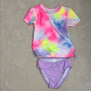 The Children's Place Pink and Yellow Rashguard Swim Set